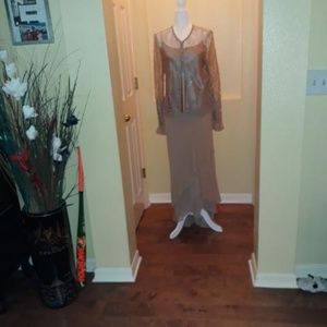 Beige 3 piece evening outfit for romantic evenings